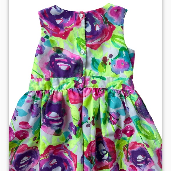 The Children’s Place Neon Floral Girls Party Dress Spring Flowers 3T Toddler - Picture 9 of 11